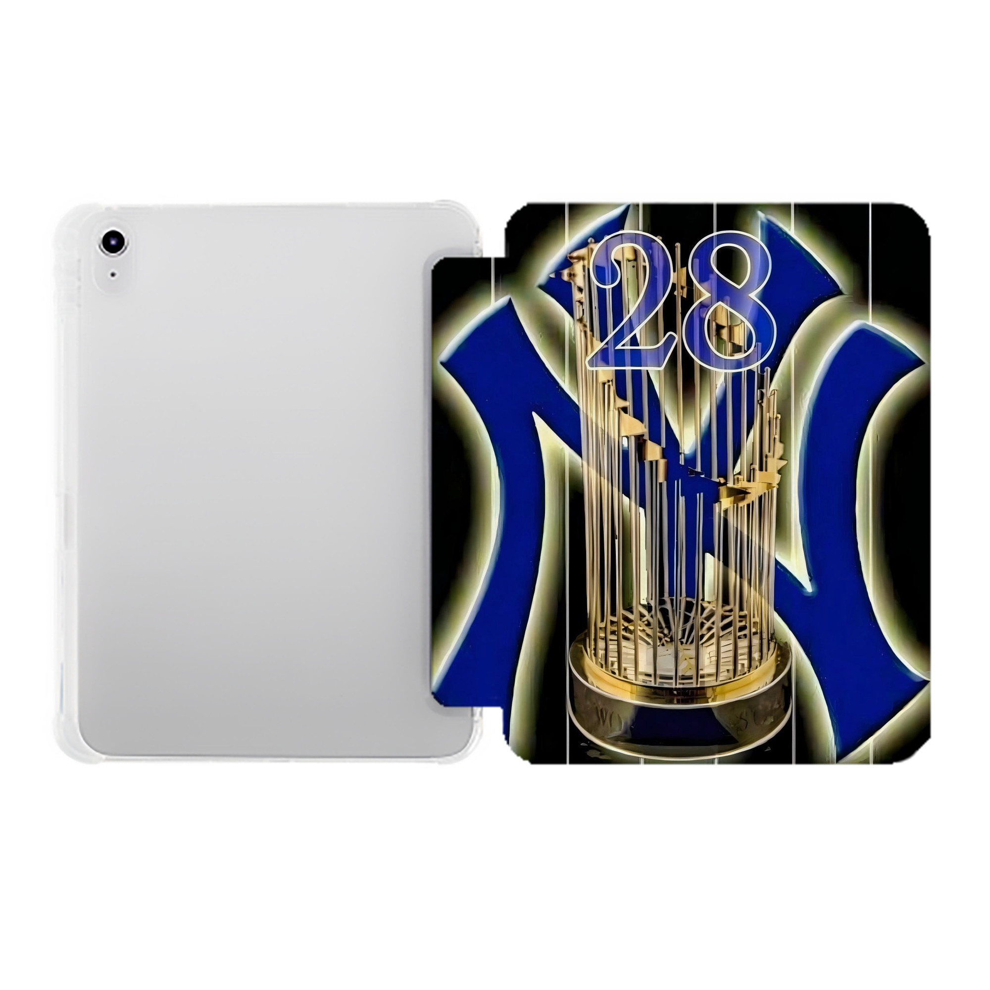 New York Yankees 212 Premium Tri-Fold PU Leather & Silicone IPad Case With Pencil Slot – Fits 9.5,10.5,10.9 – Adjustable Stand, Slim, Protective